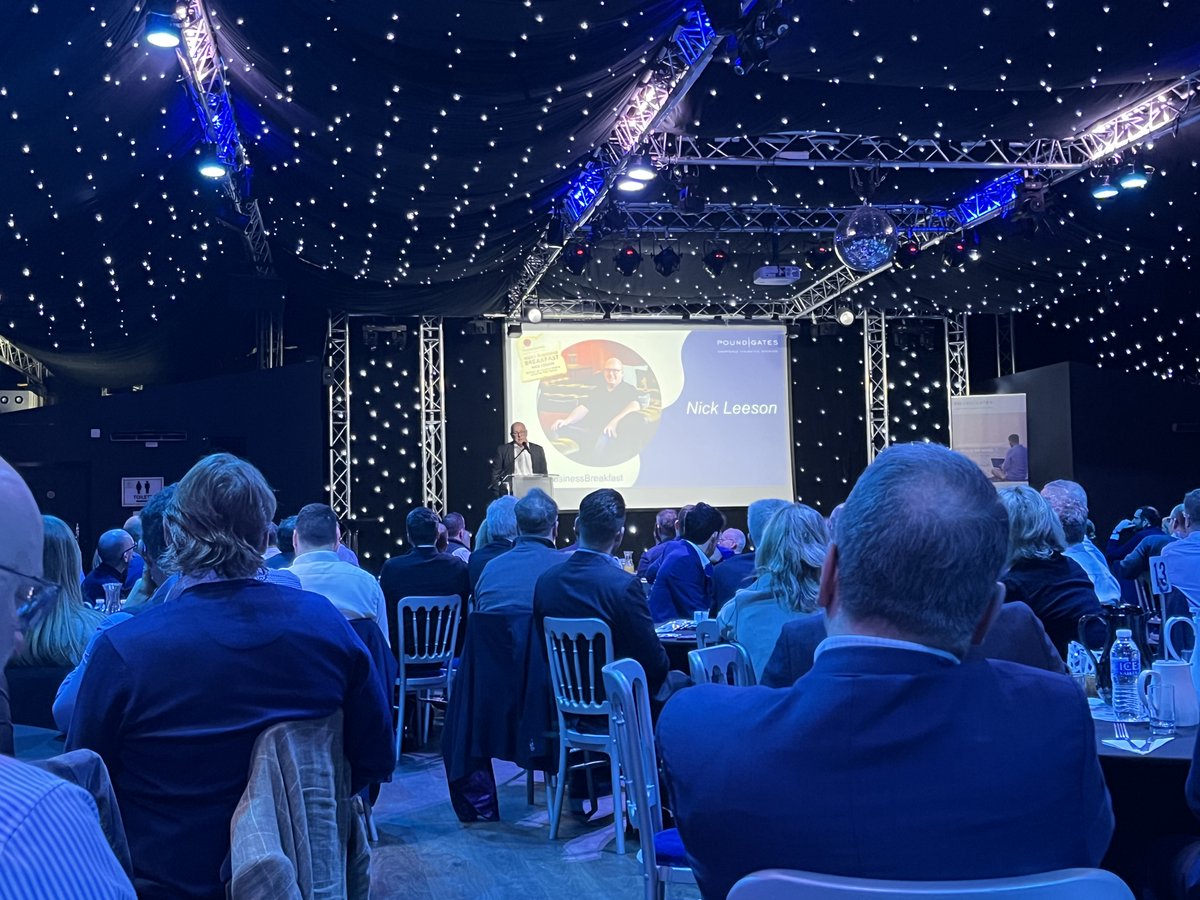 Remember Nick Leeson, the trader who brought down Barings Bank?

He gave a good talk at the @PoundGates  #RiskyBusinessBreakfast

Interesting how <a href="/TheNickLeeson/">Nick Leeson</a> tried to remedy his mistakes but contrived only to dig himself deeper into a hole.

Thanks <a href="/Ed_Manning/">Ed Manning</a> for the invite!