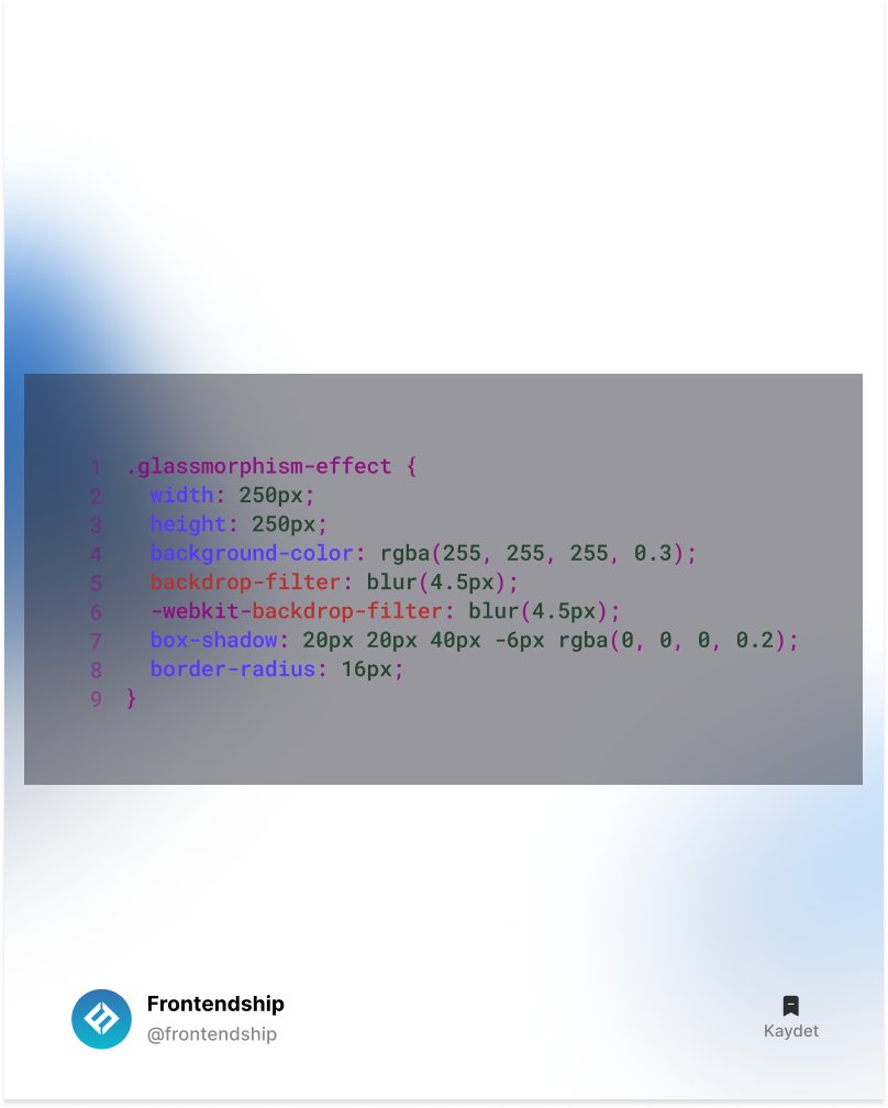 CSS'de Glass Effect Kullanımı 👇
Discord: discord.gg/frontendship