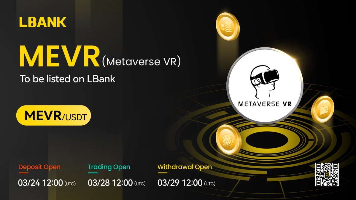 LBank_Exchange's tweet photo. 🌈 New #listing

⛵️ $MEVR(Metaverse VR) will be listed on LBank！@mevrtoken

MEVR Token is the main token of Metaverse VR project. 

 👉 Details: https://t.co/psAtXi70ZG https://t.co/tJCLOKJd6f