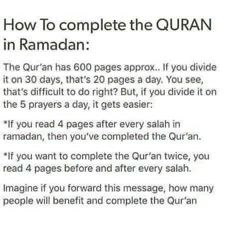 AbdullahiLawerl's tweet photo. @piousdeenn How to complete the Quran in Ramadan https://t.co/pPiTwVayJz