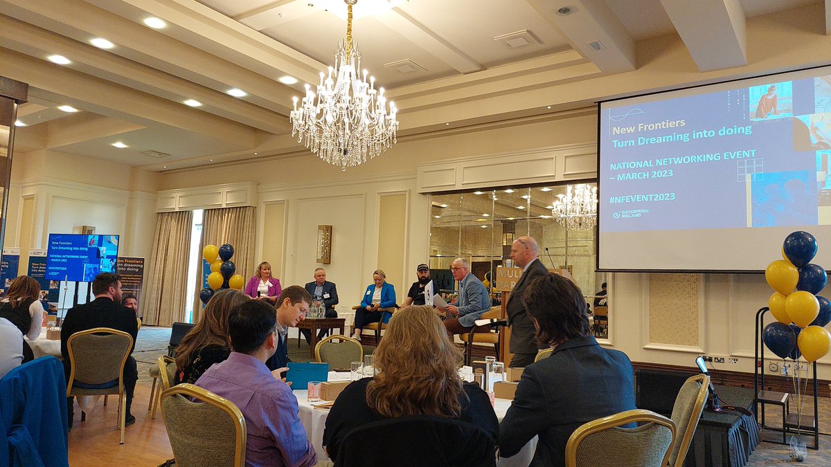 Newfrontiersnw's tweet photo. @EI_NewFrontiers 10 Years Growing, Alumni Panel at todays networking event. With Raj Lyons Cohan, Deborah Brock, Yvonne Comer and Kevin McCaffrey on stage. #NFevent2023 #einf2023 https://t.co/4NzHdDMzGf