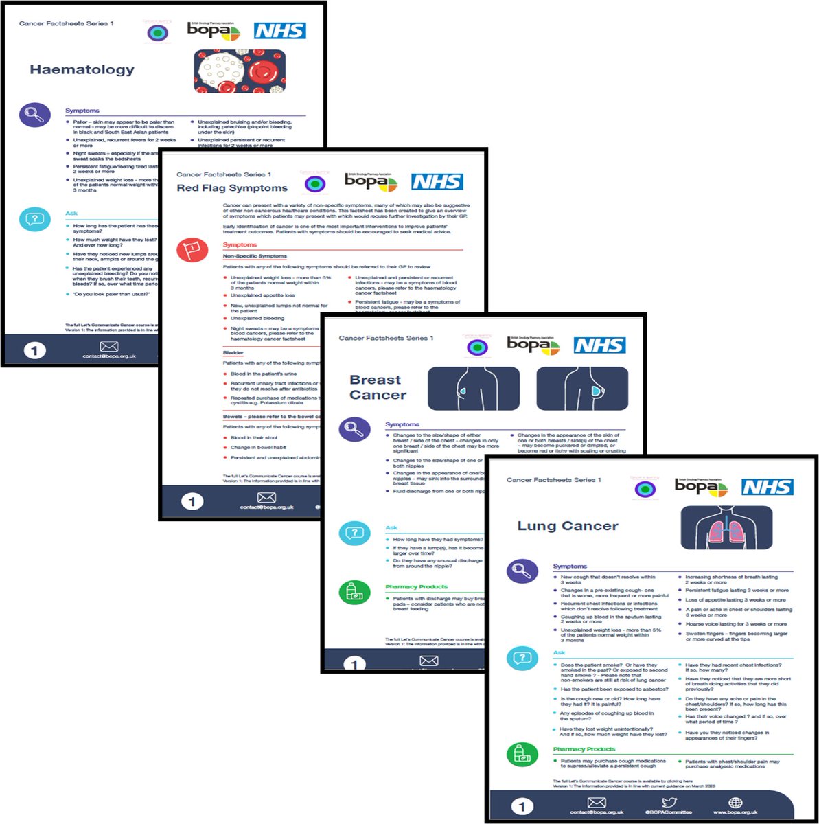 Cancer Factsheets series 1 have now launched! A collaboration between @HEE_PharmLondon and @BOPACommittee to help refresh the knowledge of common cancers seen in a community setting. Get the full set and provide us with feedback here: lasepharmacy.hee.nhs.uk/pharmacists/ca…