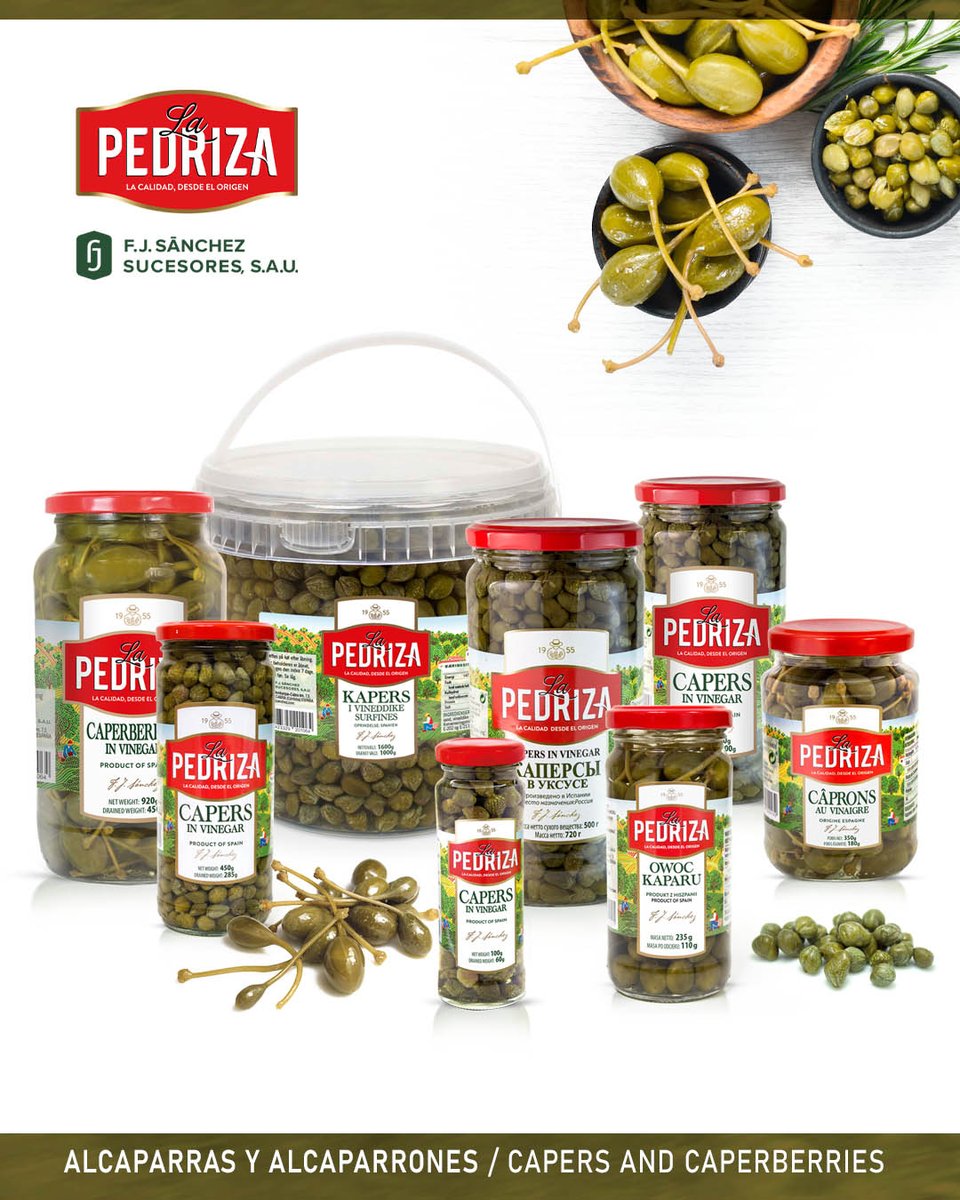 LaPEDRIZAFJ's tweet photo. 💪contamos con una amplia oferta en Alcaparras y alcaparrones envasados con gran variedad de formatos en sus distintos calibres.👍
Nos adaptamos a las necesidades de cualquier cliente o mercado.
+ INFO:
▶️https://t.co/yYRIhHAj0W 
#AlcaparrasLaPedriza #Alcaparrones #fjsanchez https://t.co/Rnjb5F4oVU