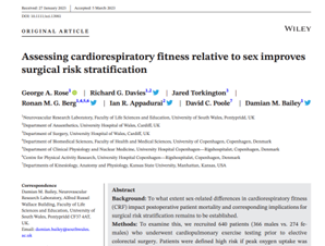 Our latest CPET publication demonstrating the importance of assessing patient fitness relative to sex for surgical risk stratification. 

Open access link: onlinelibrary.wiley.com/doi/full/10.11… 
<a href="/rgdavies70/">Richard Davies</a> <a href="/ronan_berg/">Ronan Berg</a> <a href="/corticalsilence/">Dr Ian A</a> <a href="/DamianMBaileyEP/">Damian M. Bailey</a> <a href="/EJCI_News/">European Journal of Clinical Investigation</a>