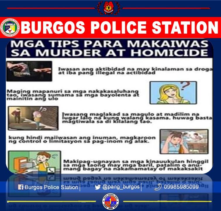 Burgos Police (@pangppo_burgos) on Twitter photo Mga Tips para makaiwas sa Murder at Homicide!
<a href="/dpcrpublicinfo/">PNP DPCR PID</a>
<a href="/pro1officialtw/">@pro1officialtw</a>
<a href="/PANGPPOPRO1/">PCAD Pangasinan</a> Mga Tips para makaiwas sa Murder at Homicide!
<a href="/dpcrpublicinfo/">PNP DPCR PID</a>
<a href="/pro1officialtw/">@pro1officialtw</a>
<a href="/PANGPPOPRO1/">PCAD Pangasinan</a>