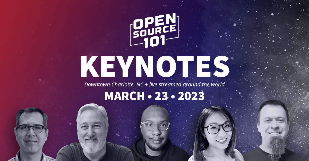 ⏰ 15 minutes until <a href="/brycebigger/">Bryce Bigger</a> kicks off the #OpenSource101 keynotes! Make your way to your seats if you're here or joining us from home! opensource101.com/keynote-lineup…