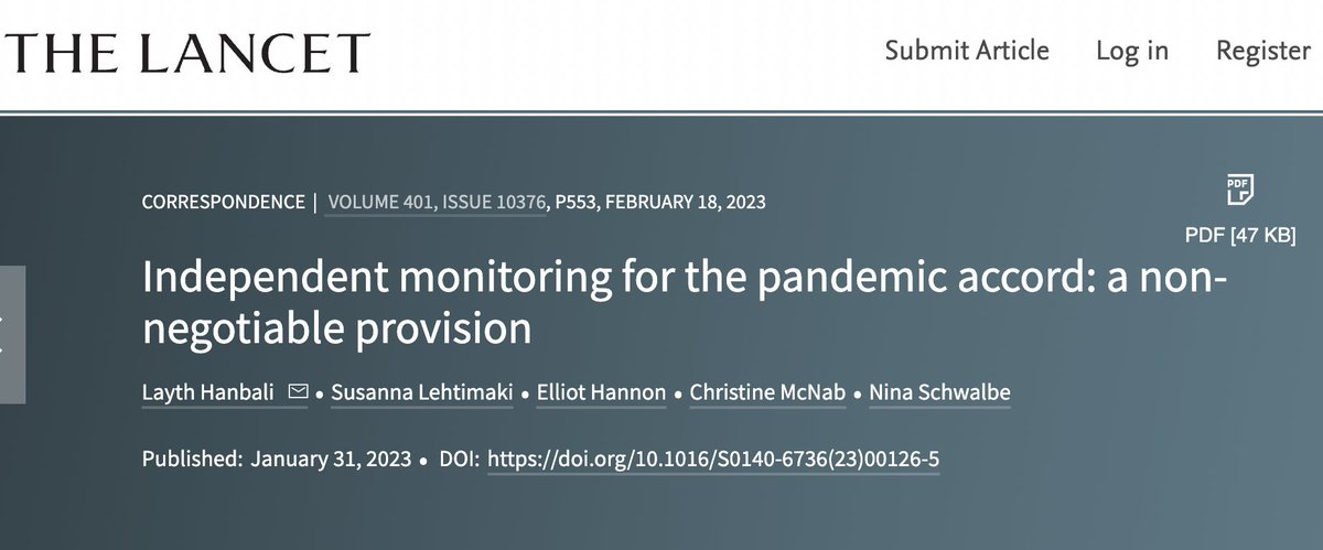 We agree in full.

🧾 Addressing non-compliance requires monitoring and accountability. 

🔖 Read more in the Lancet on our proposal to monitor the implementation of the pandemic accord

bit.ly/lancettreaty