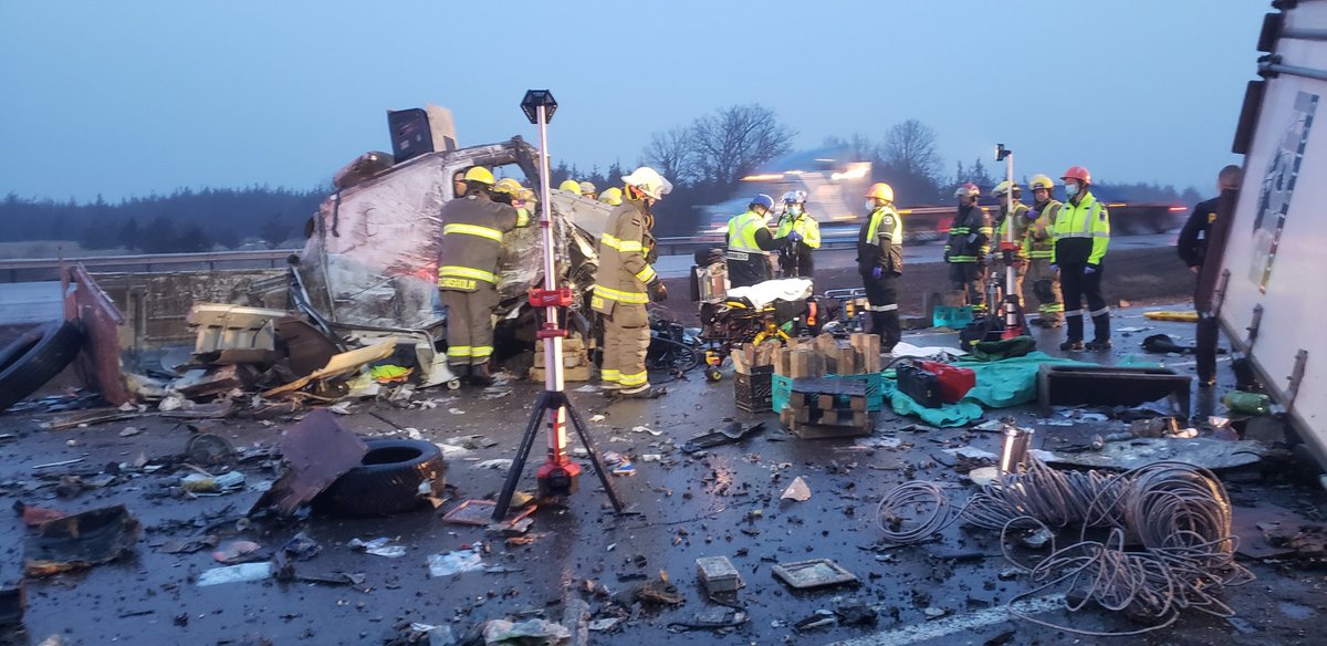 Crews from Napanee Tyndenaga OPP and EMS on scene 401. Marysville