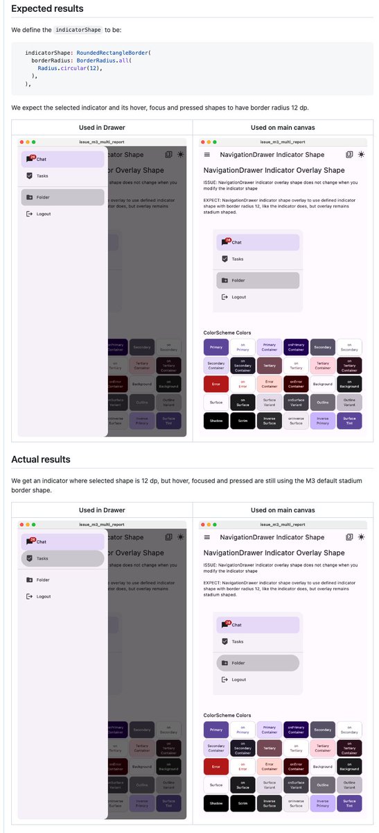 RydMike's tweet image. While working evenings on #FlexColorScheme v7, I discovered 22 minor @FlutterDev issues, related to theming and @materialdesign 3 in #Flutter. Now started my review of them, 2 I found as reported/known, 3 I have reported so far, only 17 more to go. Might take a while😀💙