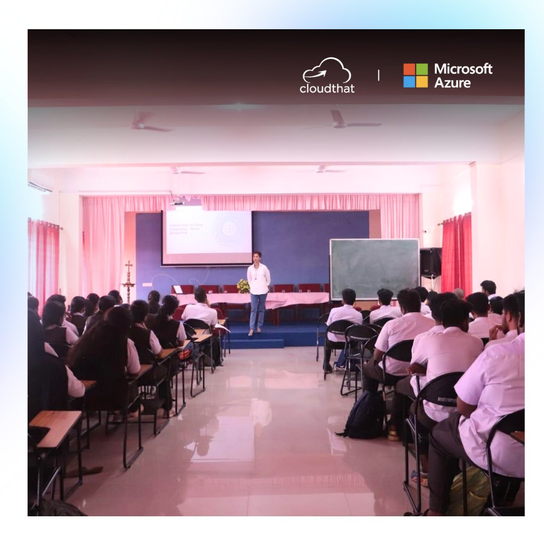 cloudthat's tweet image. We had the pleasure of hosting a free training session on Microsoft Azure Fundamentals at @JAINUNIVERSITY and at Albertian Institute of Science & Technology
Here are some highlights of the event!
#JainUniversity #AzureFundamentals #CloudComputing #MicrosoftCertifiedTrainer