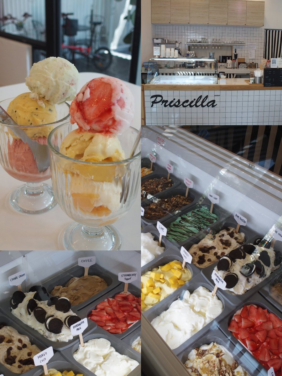ค้นพบร้านไอติมโฮมเมดไม่ไกลจากวัดอรุณ 🧐 เลิฟไอติมรสผลไม้ของร้านนี้ ทางร้านจะเอาผลไม้บางส่วนจากสวนของเขาเองมาทำพวกไอติมเชอร์เบท รสชาติดี ทำได้ถึงรสผลไม้ ไอติมรสชาติหมุนเวียนไปในแต่ละสัปดาห์  ราคาไม่แพงด้วย ลูกละ 30 บาท ถ้ายังเป็นนักเรียนก็จะลูกละ 25 บาท ร้านชื่อ Priscilla