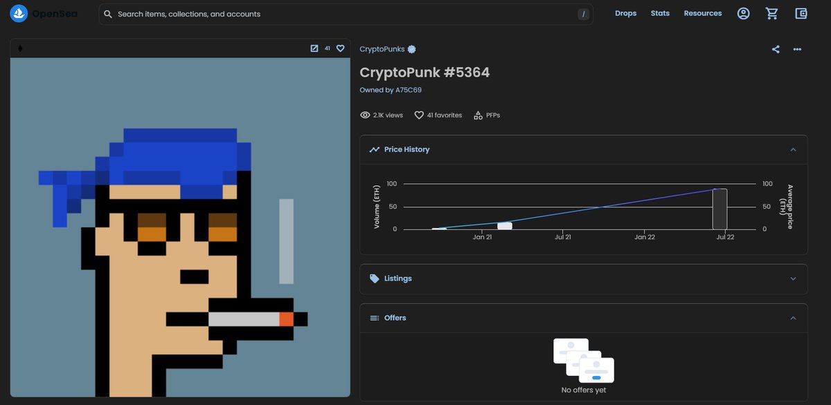 #CryptoPunk #5364 has been sold for 90 #ETH, being just over $150,000 USD. The following CryptoPunk was donated to the AidForUkraine fund, as confirmed by Alex Bornyakov, the Deputy Minister of Digital Transformation in Ukraine