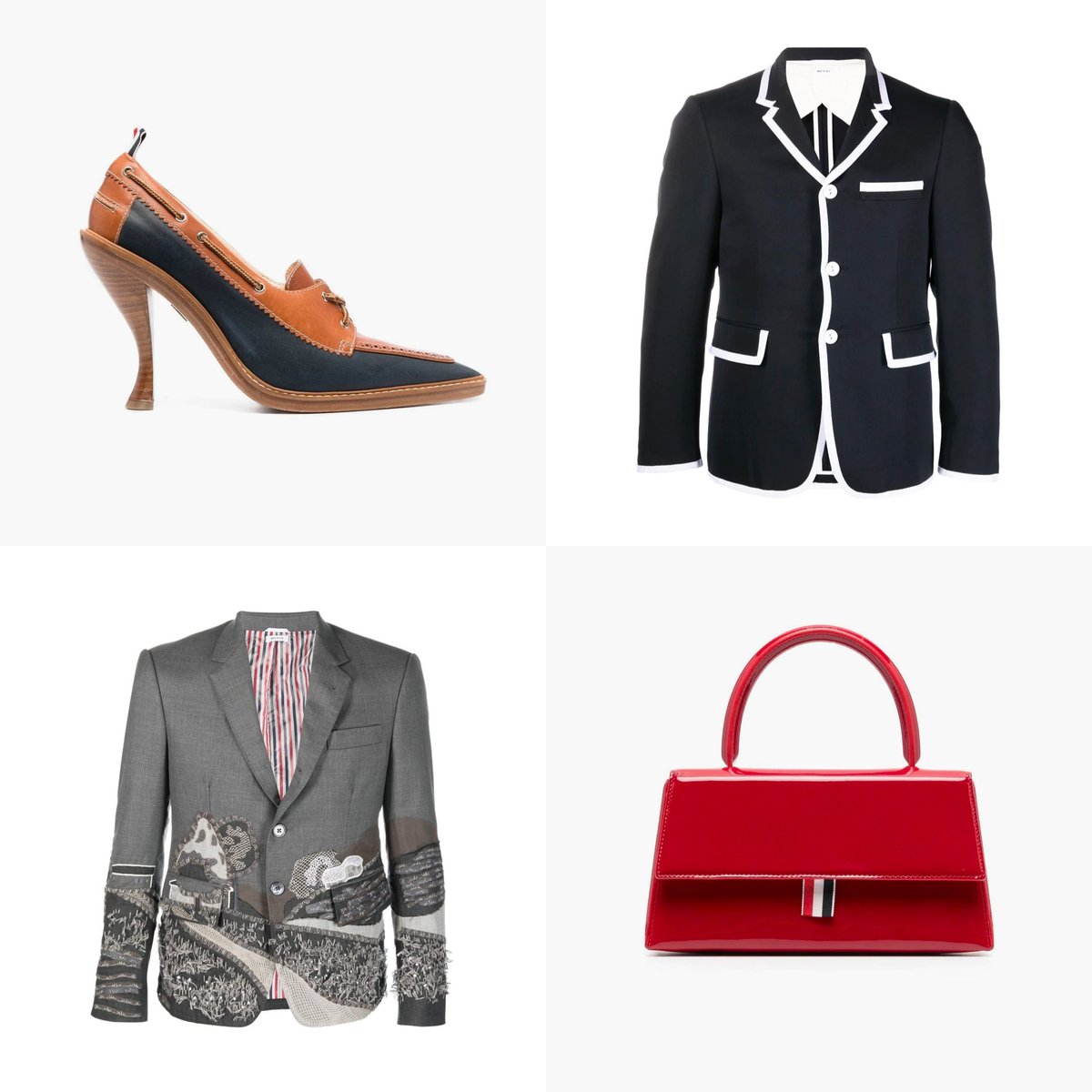 farfetch's tweet photo. Exclusive: new Thom Browne reworked classics land #onlyonFARFETCH. https://t.co/zDmSvhQZuB https://t.co/y8CeHcd9ru