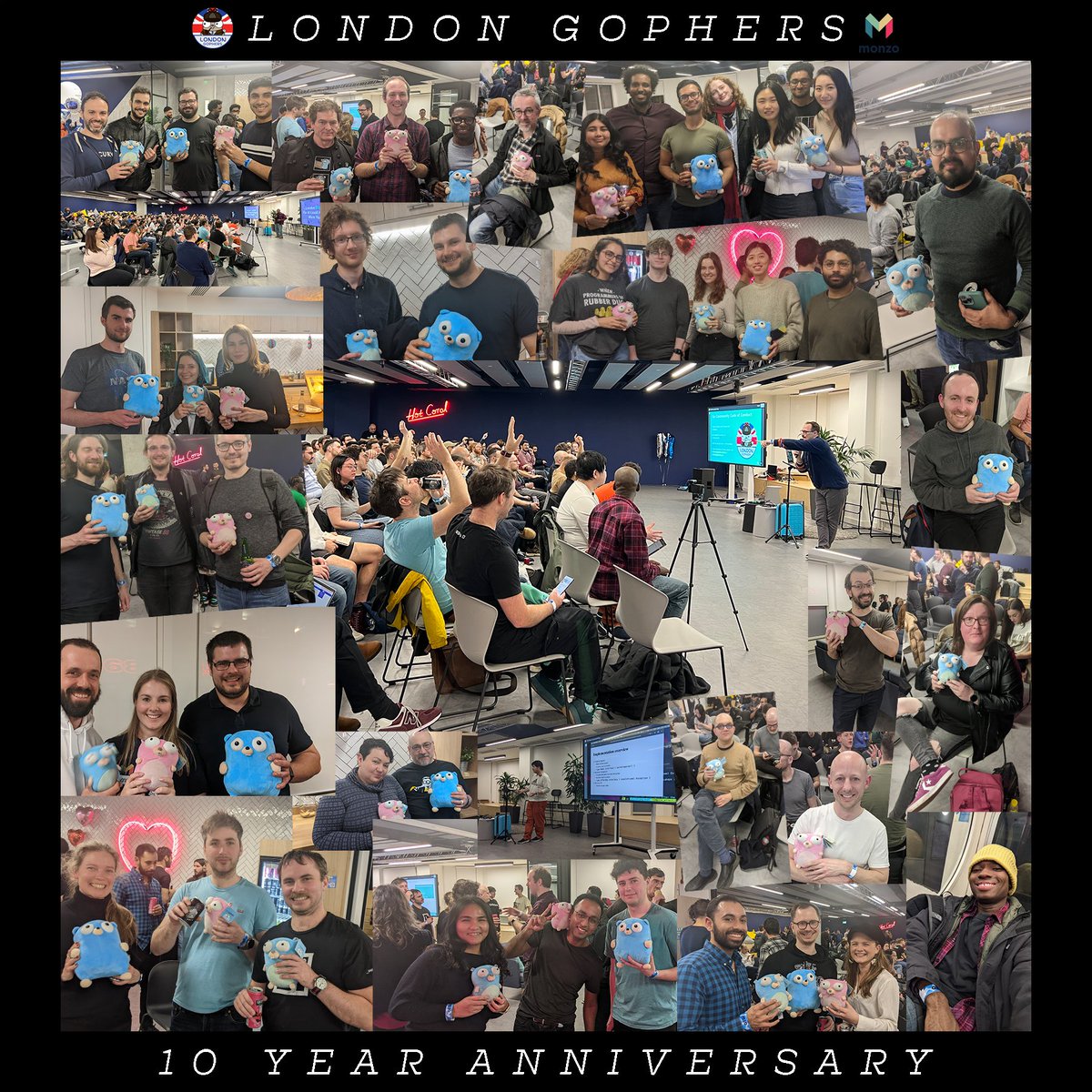 That's a wrap! London Gophers for at least a couple more years!

Thank you to our special guest host <a href="/matryer/">Mat Ryer</a> ! Our speakers / panellists <a href="/xiaqqaix/">xiaq</a>, <a href="/kasiazien/">Kat Zień-Mendes</a> and <a href="/Southclaws/">barney</a> 

And thank you to our hosts <a href="/monzo/">Monzo 🏦</a> ! As well as <a href="/jetbrains/">JetBrains</a>  and <a href="/ardanlabs/">Ardan Labs</a> for the raffle prizes!