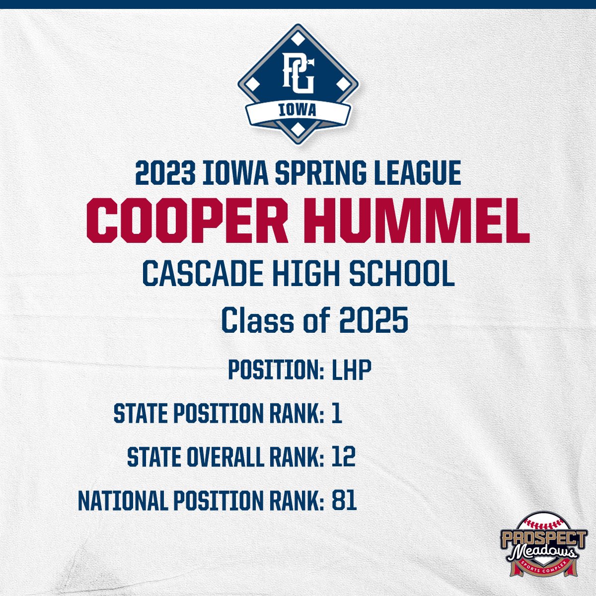 IowaPG's tweet photo. PLAYER SPOTLIGHT 
Cooper Hummel 
A LHP from Cascade High School https://t.co/dLnu4mk3iG