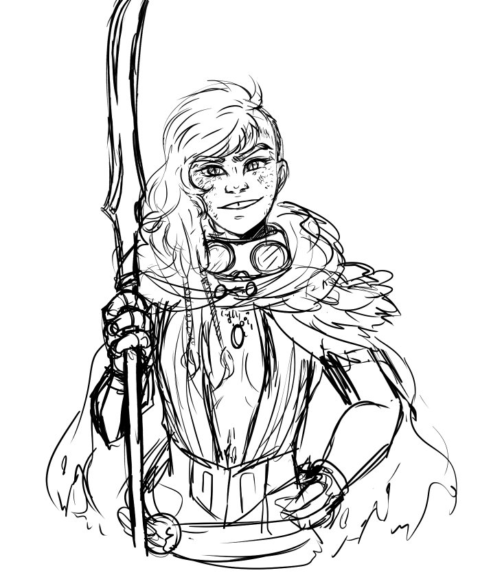 Shooby_dooby_do's tweet photo. once again life has not been allowing me to draw much, but my home dnd group is gearing up for our next campaign and i just had to draw her. Meet Flint, gonna be a draconic sorc/Oath of vengeance paladin. Shes a gay disaster and I love her https://t.co/S9MflRFwtJ