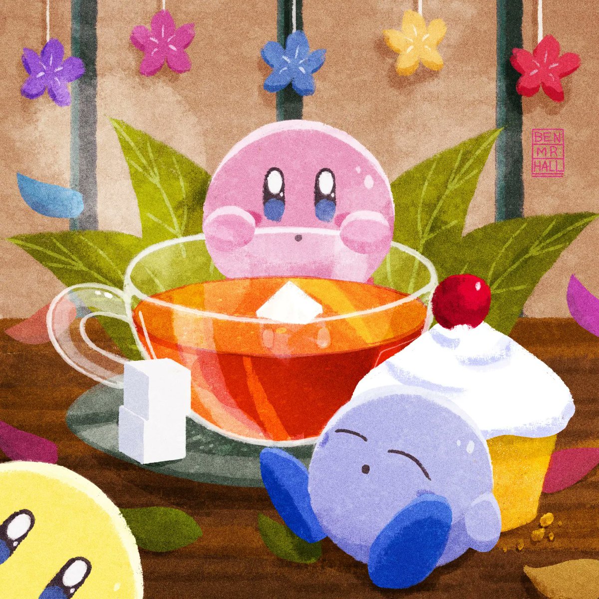 benmrhall's tweet photo. You're invited to teatime with Kirby! 🍰🫖🌸

I'm completely ripping off @Ara_love_kirby because their style is a perfect fit for the little pink puffball

#kirbyfanart #NintendoSwich https://t.co/A2Quw3uQej