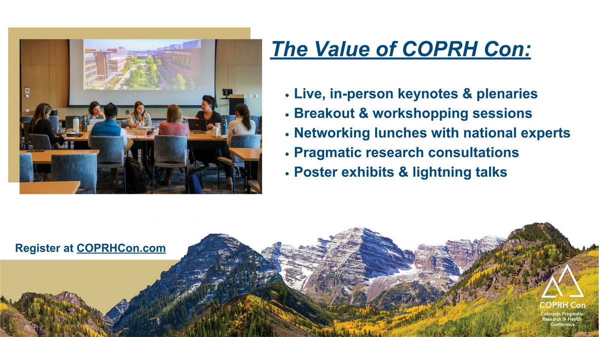 ACCORDSResearch's tweet photo. ↪️Explore the value of COPRH Con↩️

#COPRH23 has live, in-person keynote and plenary addresses, various concurrent sessions, and professional opportunities for networking, poster presentations, and project consultations

Visit https://t.co/Fil49w9Nm4 for more info https://t.co/zv9Rs116ow