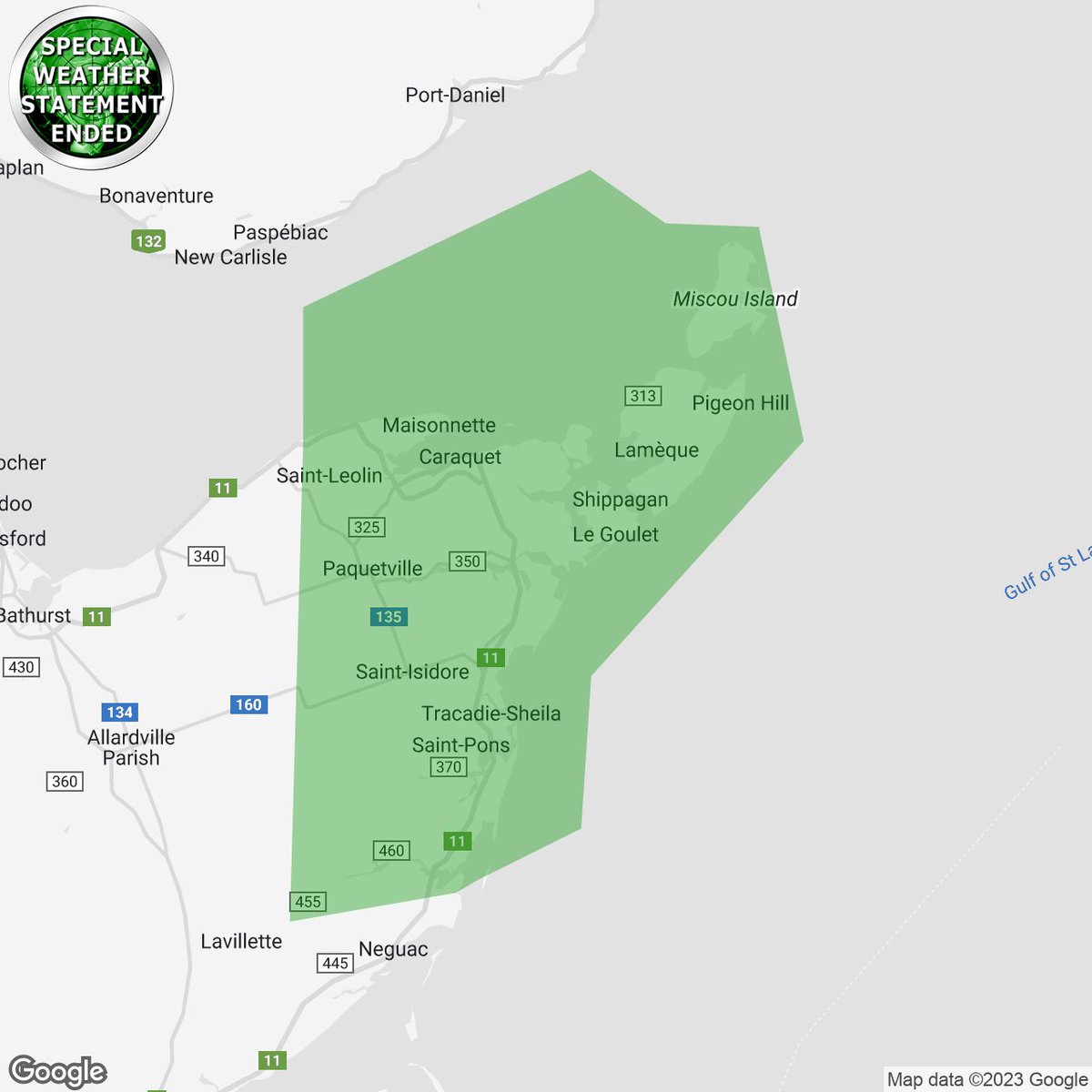 IWeatherNB's tweet photo. #nbstorm 1:47p SPECIAL WEATHER STATEMENT ENDED by Environment Canada

Acadian Peninsula

https://t.co/pgbQq8ao9x https://t.co/RUP6Boxh21