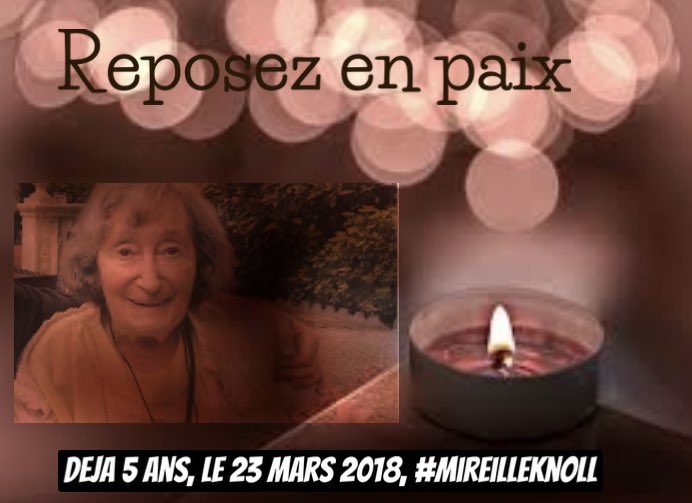 Je voudrais rendre un hommage aujourd’hui à #MireilleKnoll 💐🙏

le 23 mars 2018, #MireilleKnoll, était victime d’un crime #antisémite à #Paris, Déjà 5 ans 😞 Elle était rescapée de la Shoah,🕯️💟

l’antisémitisme sévit toujours en France 

Mes pensées sincères à sa famille , 
Ses…