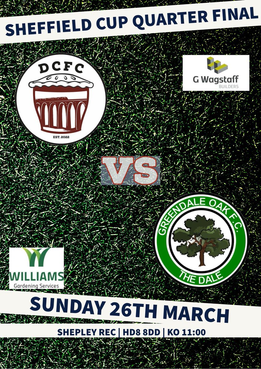⚽🏆 GAME WEEK 🏆⚽

Here it is then... A huge, HUGE Sunday coming up as we get ready to welcome Worksop League high flyers, Greendale Oak to HQ in the Sheffield Cup Quarter Finals! Hopefully a packed out sideline to get behind the lads! 

#UTDC⚽💥🍻
#NowtDaft