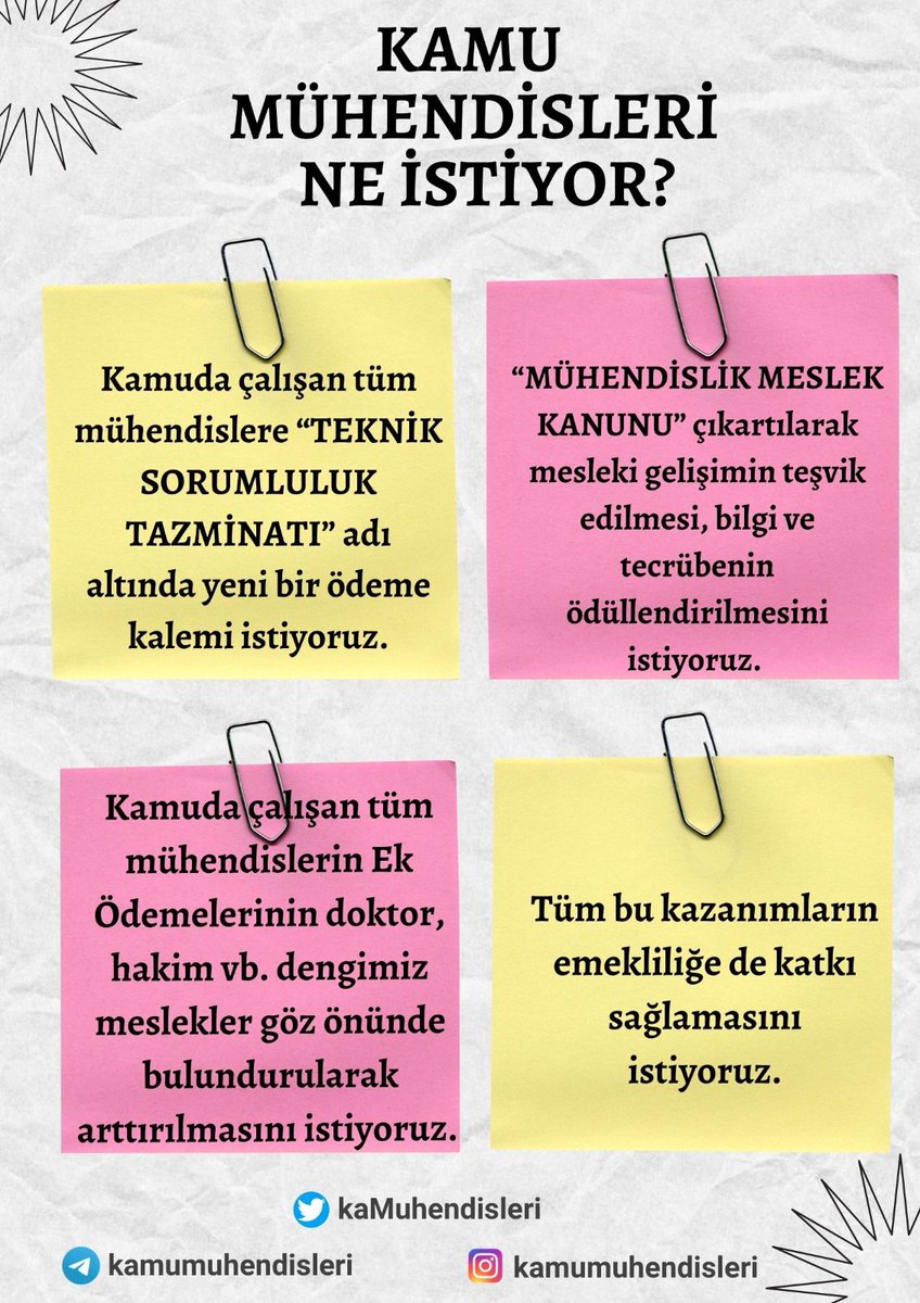 #memur
#KamuMuhendisininHakkı
#KamuMuhendisleri
#kamumühendisinebütçe
Kamu Mühendisleri olarak denk meslek örgütleriyle aynı mali ve özlük haklarına sahip olmak istiyoruz.