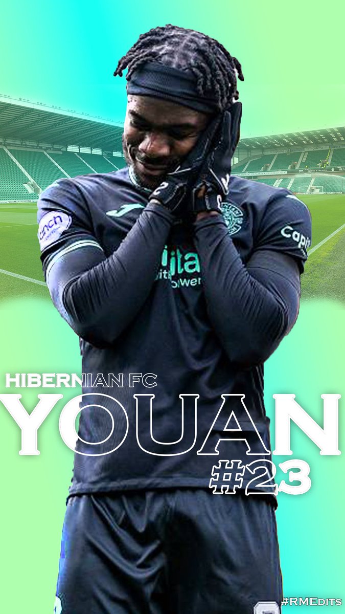 WE'RE BACK!! After a lengthy time away from Photoshop I've decided to get back to it.... Starting off with a nice simple mobile wallpaper of @hibernianfc and our favourite striker Elie Youan #23 #RMEdits #HibernianFC