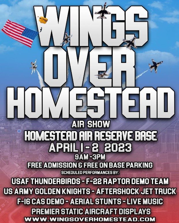 anitere_flores's tweet photo. Enjoy the mind blowing Wings Over Homestead Air Show this weekend at the Homestead Air Reserve Base! Parking &amp; admission are FREE!

#senatoranitereflores #homesteadairbase #usaf https://t.co/o0Hx17spee