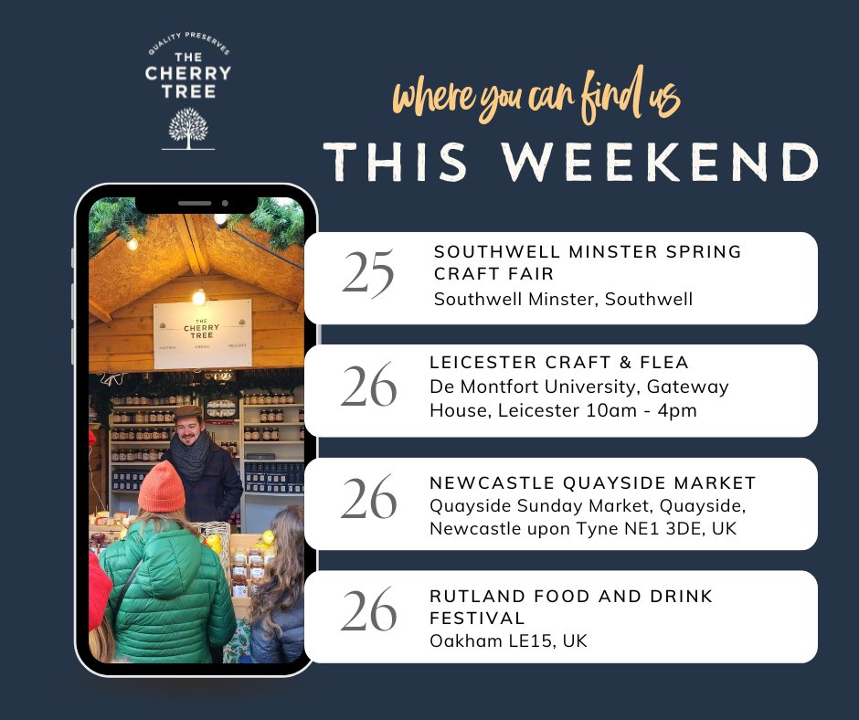 Will we meet you this weekend? 👀

Come meet the team 👋 and try some delicious cheese, chutneys and jams.🍓 

#Events #Markets #CherryTree