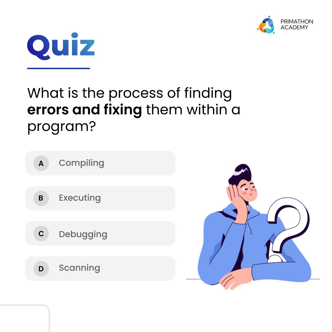 Tell us your guess in the comments! Follow Primathon Academy to keep learning
.
.
.
#ProgrammingQuiz #CodingChallenge #CodeQuiz #TechTrivia #TestYourSkills #BasicProgramming #ProgrammingFundamentals #ProgrammingKnowledge #QuizTime #GeekQuiz #CodeMaster #CoderChallenges