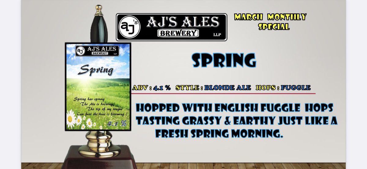 SPRING is here and so is our monthly special will be on the TAPROOM bar SATURDAY 12-9👍🍻