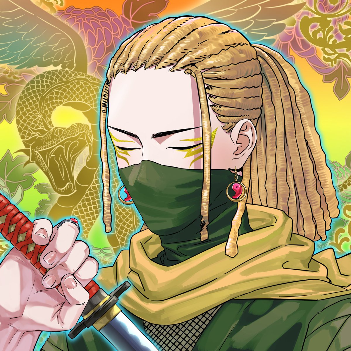 GM🎎 今日はカイリー．アービングのお誕生日です。 <a href="/KyrieIrving/">Kyrie🤞🏾</a>  雛人形に関係する陰陽五行思想に基づき 彼の誕生日が 1992年03月23日なので、 守護霊獣は騰蛇になります🌟 ラッキーカラーは茶色と黄色！ お誕生日おめでとう #TodaysBirthday #HBD #CHD #NFTs #NFT #NFTArt