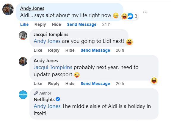 We asked people where their last holiday was, <a href="/AldiUK/">Aldi Stores UK</a> your middle aisle brings us all joy! 😂