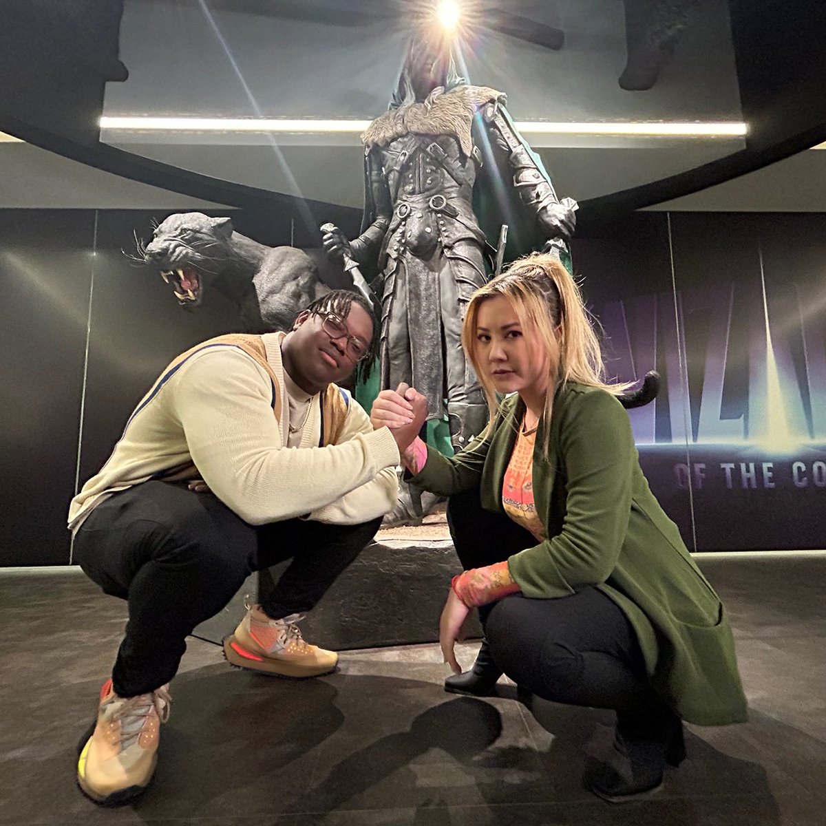 Wizards_DnD's tweet image. Meet the hosts of D&amp;amp;D Direct: @IfyNwadiwe and @MissGinaDarling, with a cameo from Drizzt Do'Urden (who will be bringing a special guest to the show).

Tune in to D&amp;amp;D Direct on March 28, feel free to co-stream and watch along with your viewers: spr.ly/60143hkc0