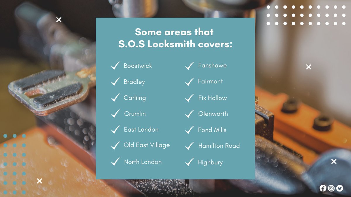 soslocksmithpro's tweet image. Check out some areas that S.O.S Locksmith covers. Are you in one of these areas? Call us now and we'll be at your doorstep in no time. 

#SOSlocksmith #locksmithinlondonontario #locksmithservice #emergencylocksmith #autolocksmith #residentiallocksmith #lockreplacement