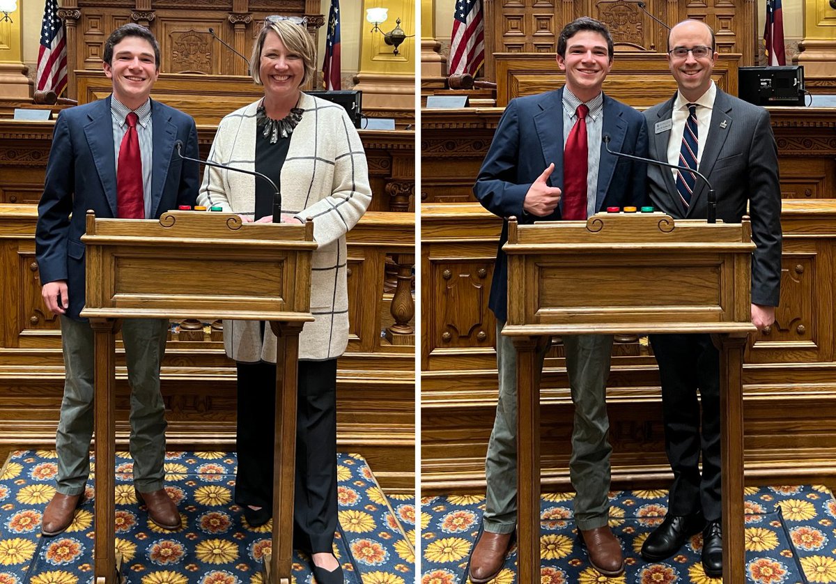 ColumbusState's tweet photo. Yesterday, President-elect Dr. Stuart Rayfield and Interim President Dr. John M. Fuchko, III visited w/ state leaders on matters of importance to Columbus State. Helping facilitate the visit was @LtGovJonesGA legislative liaison and current CSU finance major Benjamin Garcia. https://t.co/zW92xyFpSx
