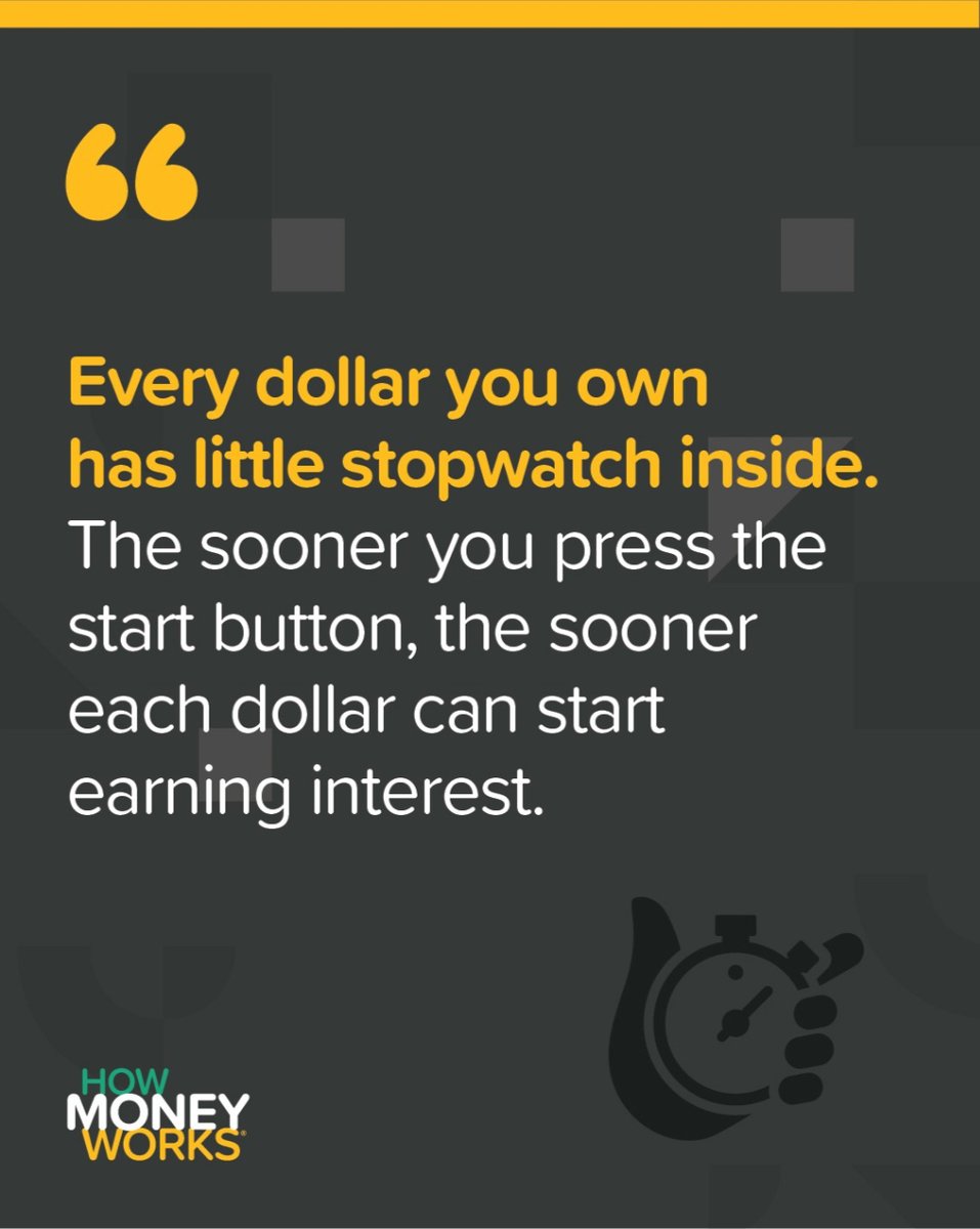 RichHart1's tweet image. Money you put to work today has the potential to earn more interest than money you put to work tomorrow.
Why? Because it has more time to grow.

#howmoneyworks #compoundinterest #financialeducation #financialindependence #moneysaving #richhart #EvalucoreInstitute