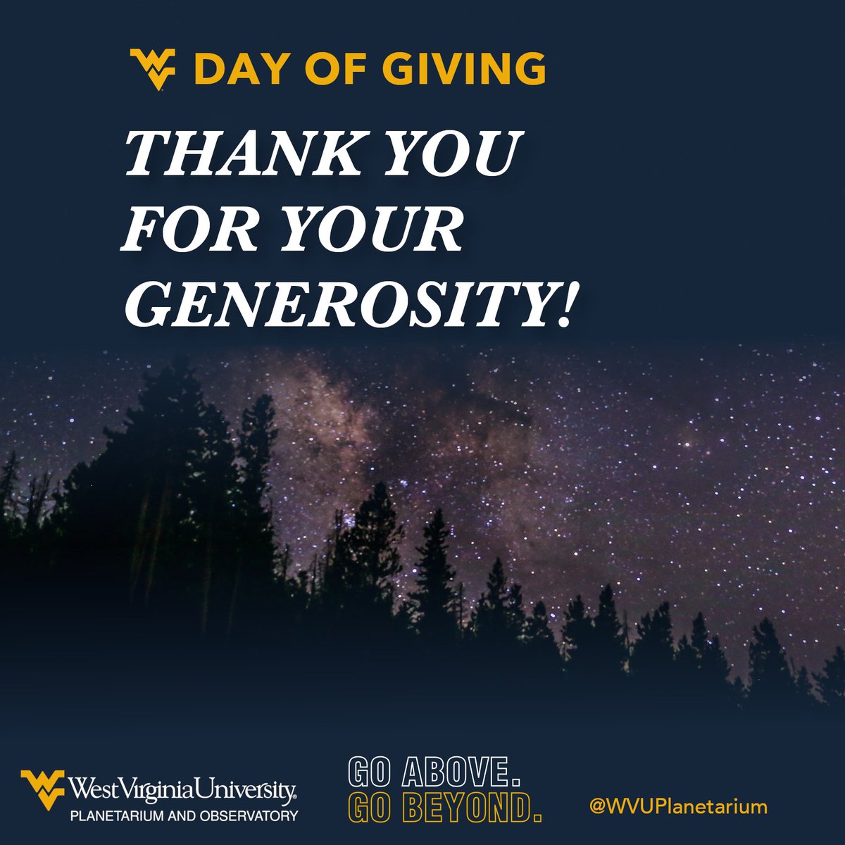 WVU Planetarium (@wvuplanetarium) on Twitter photo Thank you to everyone who donated and helped spread the word! 💛💙#WVUDayofGiving <a href="/WVUPlanetarium/">WVU Planetarium</a> <a href="/WVUEberly/">WVU Eberly College</a> Thank you to everyone who donated and helped spread the word! 💛💙#WVUDayofGiving <a href="/WVUPlanetarium/">WVU Planetarium</a> <a href="/WVUEberly/">WVU Eberly College</a>