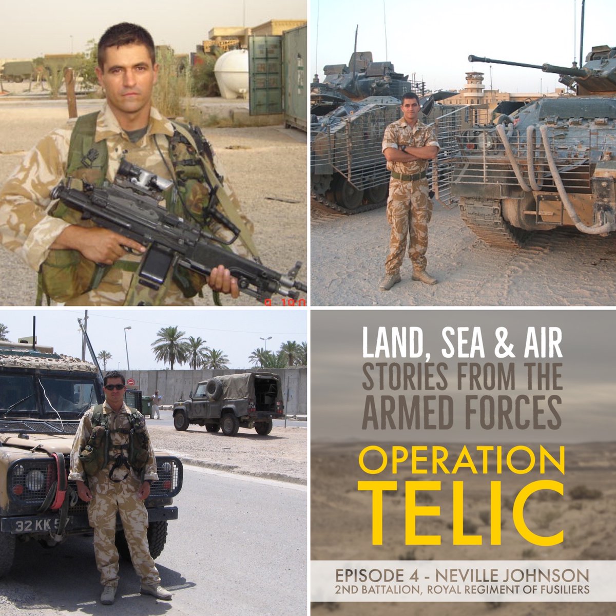 The Heat Smacked You In The Face

podcasts.apple.com/gb/podcast/lan…

"You're always on alert. You're never fully relaxed. The feeling of knowing someone is there to attack you. The incoming rounds. The sound."

Hosts <a href="/TipCullen/">Tip Cullen</a> &amp; <a href="/SteveBomford/">Steve Bomford</a>

Supporters <a href="/CovenantTrust/">Armed Forces Covenant Fund Trust</a> &amp; <a href="/RNRMC/">Royal Navy & Royal Marines Charity</a>