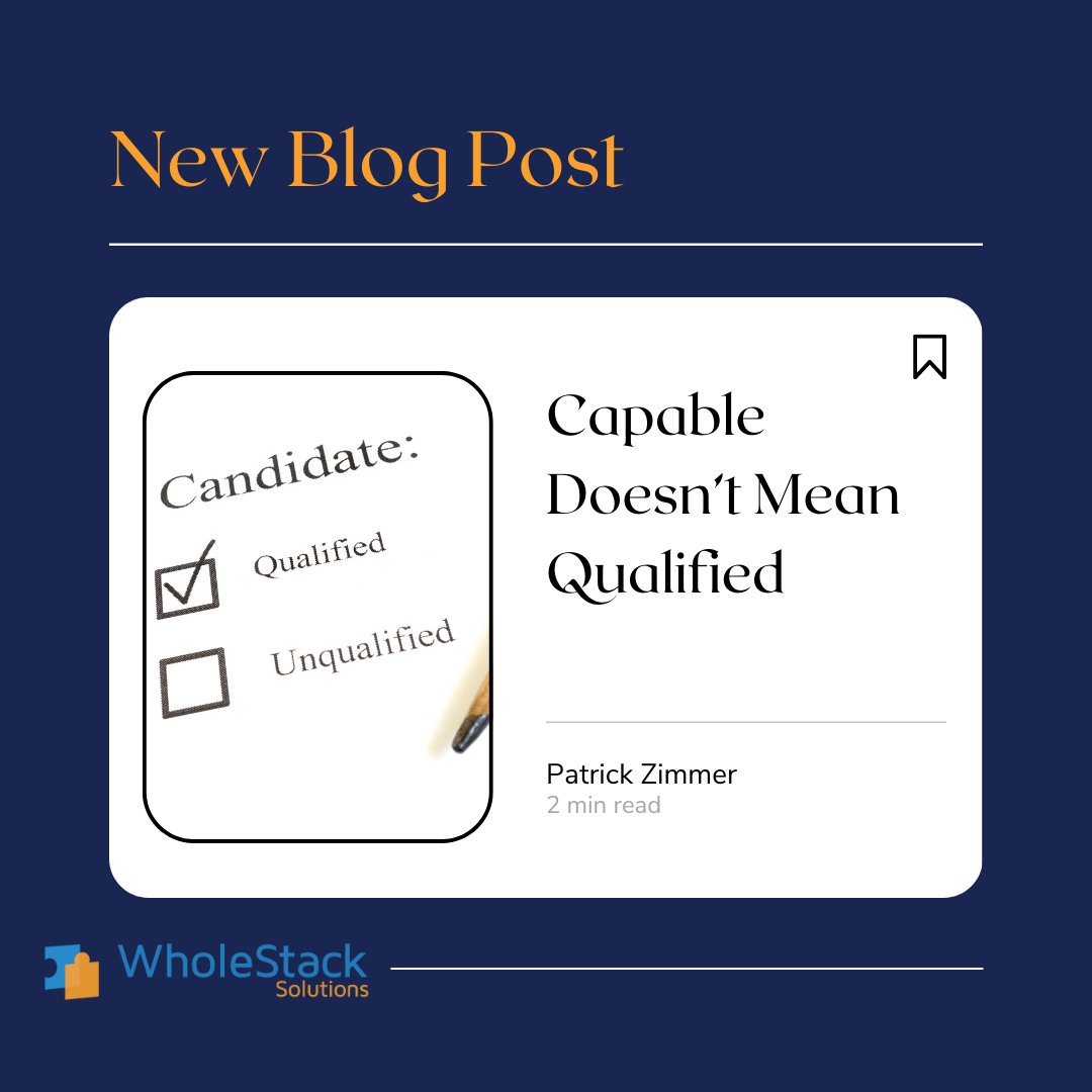 wholestack's tweet image. Capable doesn't always mean qualified. Just because someone is capable of doing something doesn't mean they're the best person for the job. Learn why in our latest blog post. #WholeStackSolutions #QualifiedVsCapable

wholestacksolutions.com/blog/capable-d…