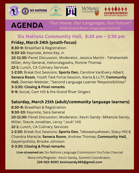 seeingred_media's tweet photo. We are excited for the 2023 Six Nations Languages Summit on March 24-25 at the Six Nations Community Hall.
Live-stream links:
Day 1 March 24 https://t.co/UNSU1GNtBj
Day 2 March 25 https://t.co/u3a4TwFdPa
#Community #LanguageBack #SeeingRedMedia https://t.co/WcYMtU0TYo