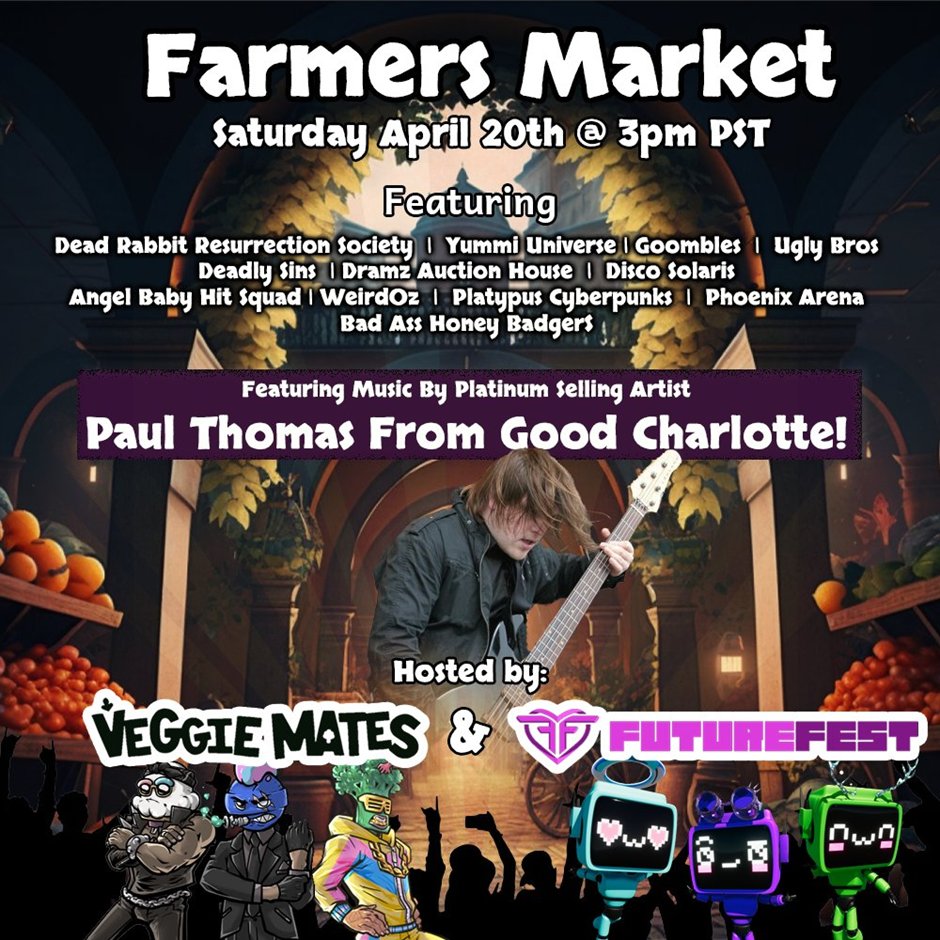 haydnjamesgrif1's tweet photo. The Farmers Markets

A community event for creators in the cNFT space to share their project

@VeggieMatesNFT has hosted 3 before.

Now @futurefestxr will help make the 4th feel more like a real Farmers Market.

- Interviews
- Live Music 
- Stalls
🧵 https://t.co/75vozCEZ7g