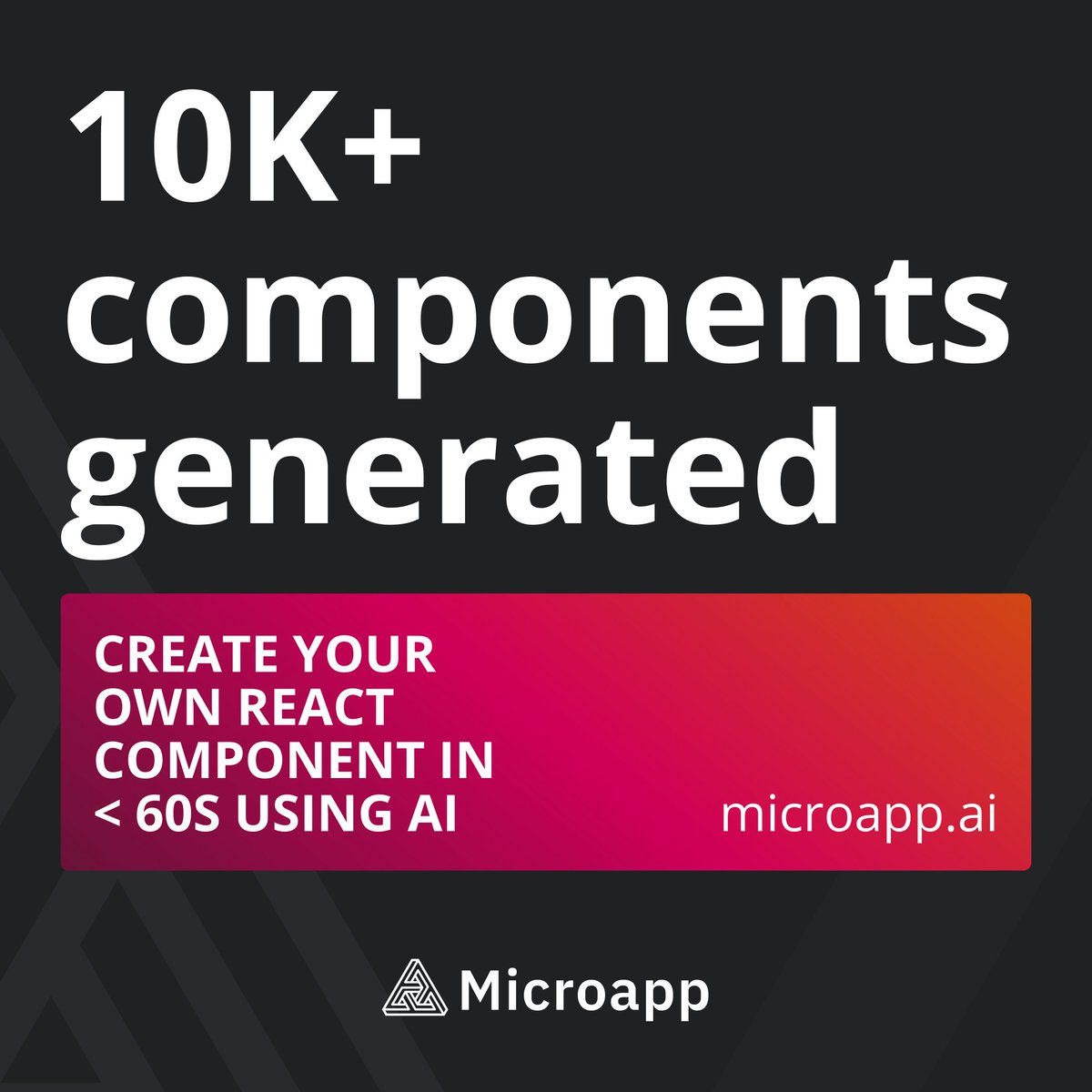 microappai's tweet photo. We launched our React component generator on Product Hunt a few days ago and generated over 10K components.
We're super excited and are continuing our journey to inspiring a new way of building software.
https://t.co/E4glGYNs1w. #microapp #chatgpt3 #openai https://t.co/kXTxAhlS5Y
