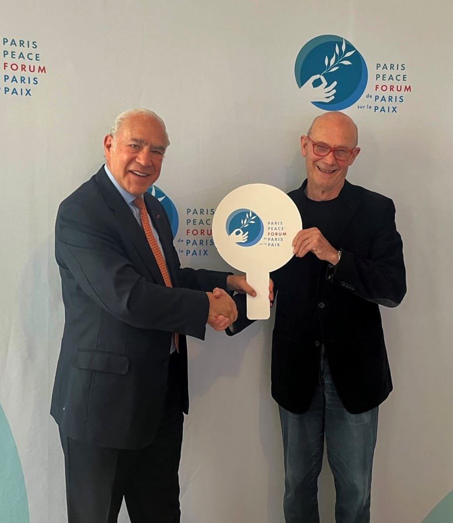 Very proud to have taken over as President of @ParisPeaceForum . Thanks to @PascalLAMYPPF for his dedication , who will continue to serve the Forum as Vicepresident. So many challenges to address!