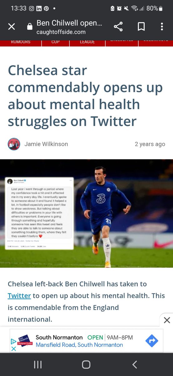 Gentlemen_utd's tweet photo. Well done @BenChilwell speaking about your mental health is often the hardest part. If you’re struggling, someone will always listen. Including us, our DM’s are always open and message will always remain confidential. https://t.co/X5Fz6I5QJ2