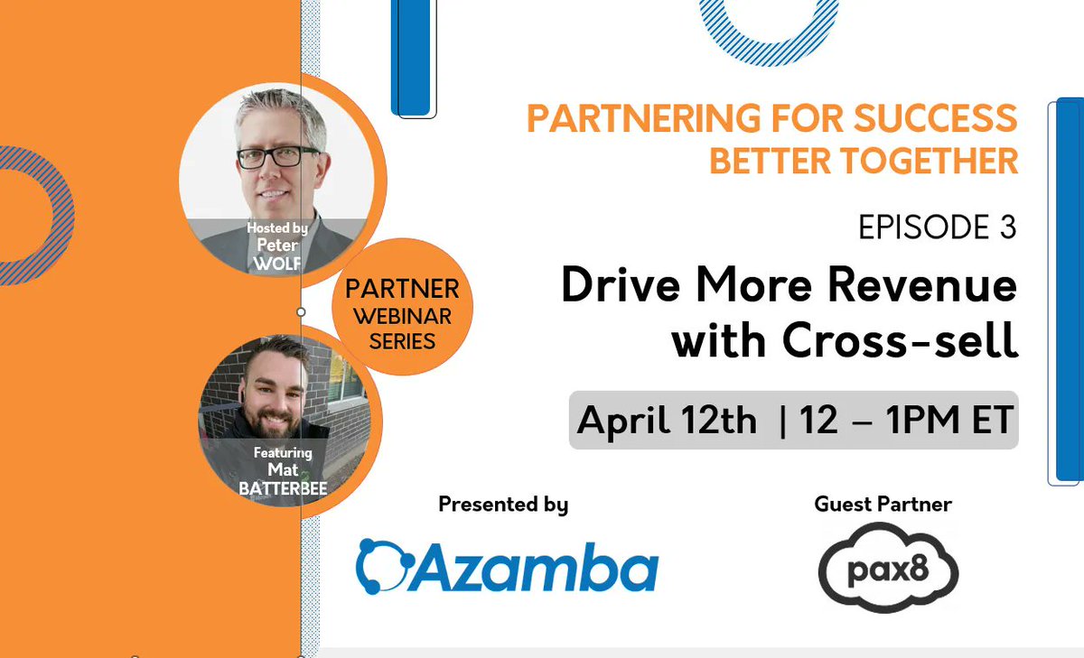 Azamba (@azambainc) on Twitter photo Increase your revenue through Cross-selling!
buff.ly/3TtZKd3
Grow your business by offering more products and services to your clients WITHOUT the expense of building a new practice. Join <a href="/CRMWolf/">Peter Wolf</a> and <a href="/MatsInTheCloud/">Mat Batterbee</a> as they discuss partnering! #p2p #mspartner Increase your revenue through Cross-selling!
buff.ly/3TtZKd3
Grow your business by offering more products and services to your clients WITHOUT the expense of building a new practice. Join <a href="/CRMWolf/">Peter Wolf</a> and <a href="/MatsInTheCloud/">Mat Batterbee</a> as they discuss partnering! #p2p #mspartner