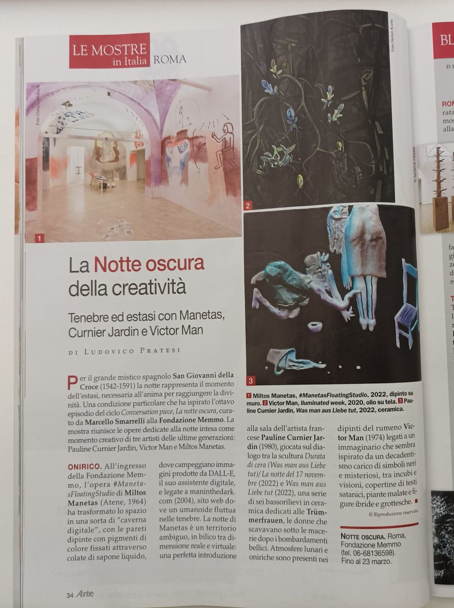 #LudovicoPratesi point of view on "Notte Oscura" curated by <a href="/Marcellibus/">Marcello Smarrelli</a>, with works by #PaulineCurnierJardin, #VictorMan and #MiltosManetas! You can read the article on the March issue of #Arte.