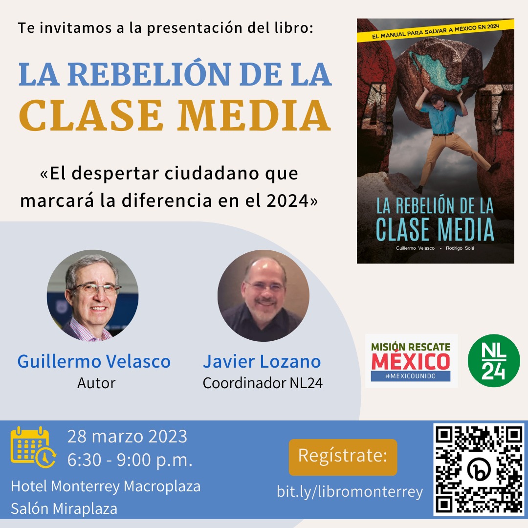 ancifem_nl's tweet photo. Monterrey! 🔥 Presentación del libro "La Rebelión de la Clase Media"El manual para salvar a México en 2024
🗓️ Martes 28 de marzo
⏰ 6:30 p.m.
📍 Hotel Monterrey Macroplaza, salón Miraplaza.
Regístrate en: https://t.co/1yN5rNBfCm https://t.co/2utxxds5FX