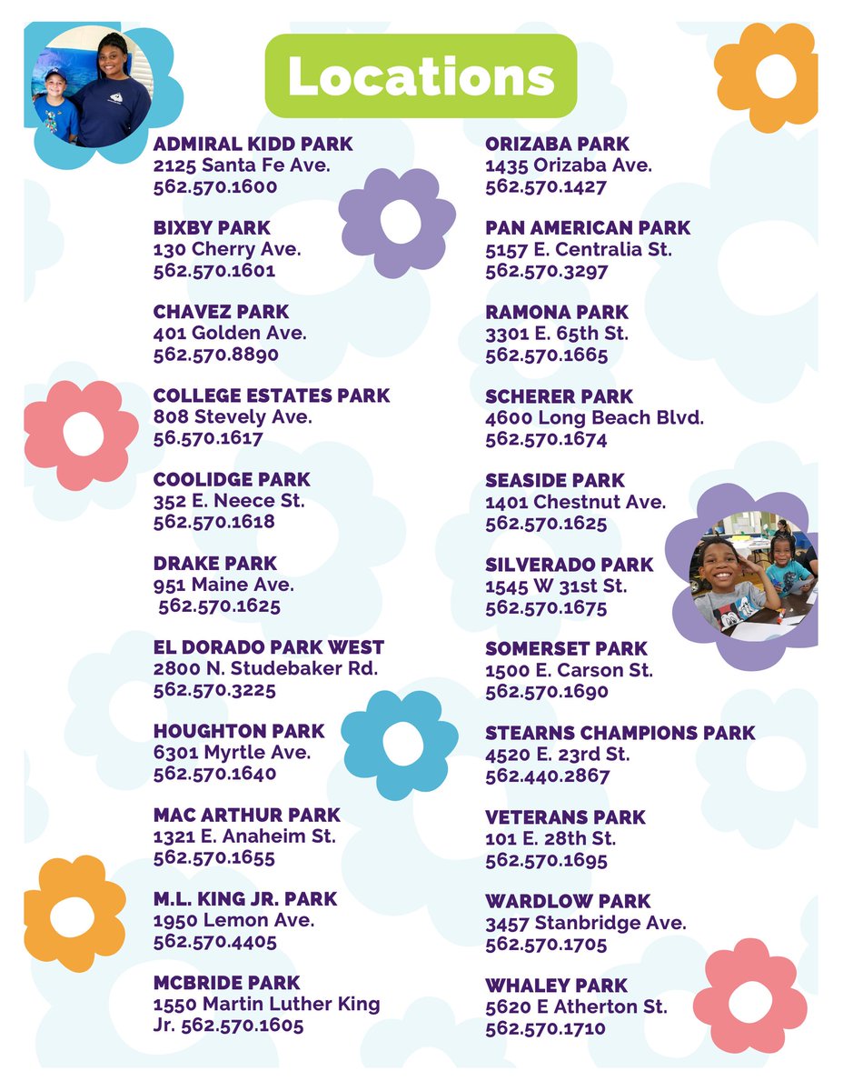 LongBeachCity's tweet photo. Our @LongBeachParks will offer its free youth recreation program, 🌸Spring Fun Days, at various parks throughout Long Beach during the upcoming school spring break, taking place Monday, April 10 through Friday, April 14.

Learn more. ℹ️ https://t.co/jQwl8WtZ9S https://t.co/SSPKhkNmT4