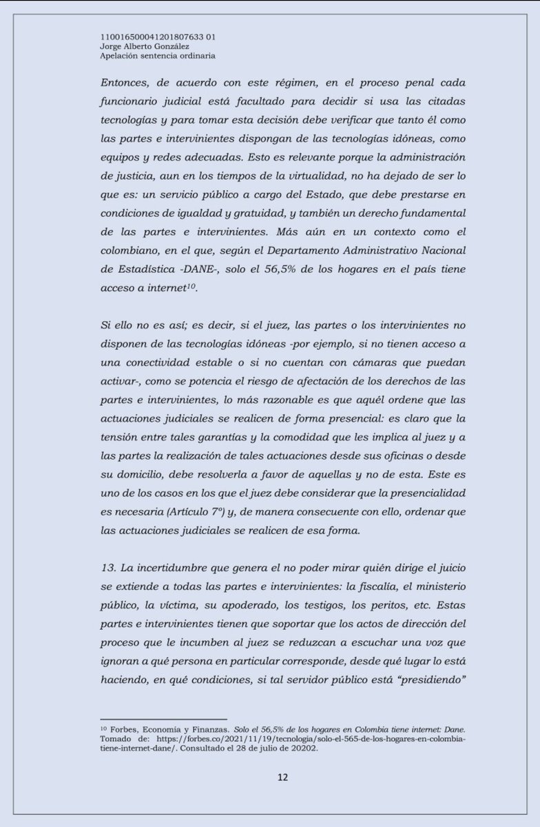 jairoparrac's tweet photo. NO ENCENDER CÁMARA. TSB - S Penal: Declara NULIDAD de todo lo actuado desde el juicio oral en tanto que la juez no activó la cámara. El acusado tiene derecho a que sus jueces, en lugar de arroparse en la comodidad que les brinda el actuar desde las penumbras, pongan la cara https://t.co/m47QGqVcfp